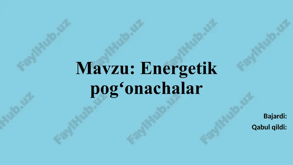 kimyo fanining nazariy asoslari — PPTX