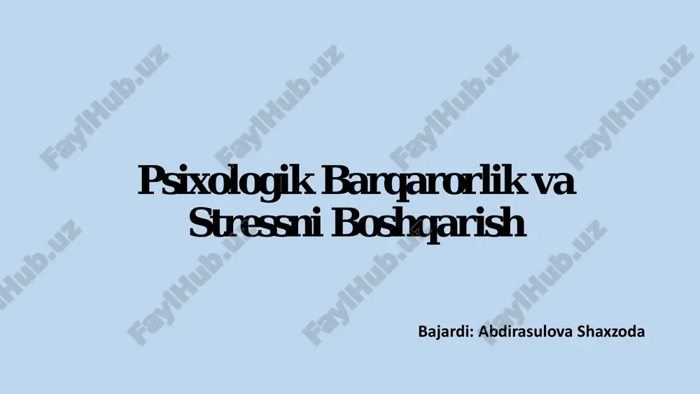psixologik barqarorlik va stressni boshqarish — PDF