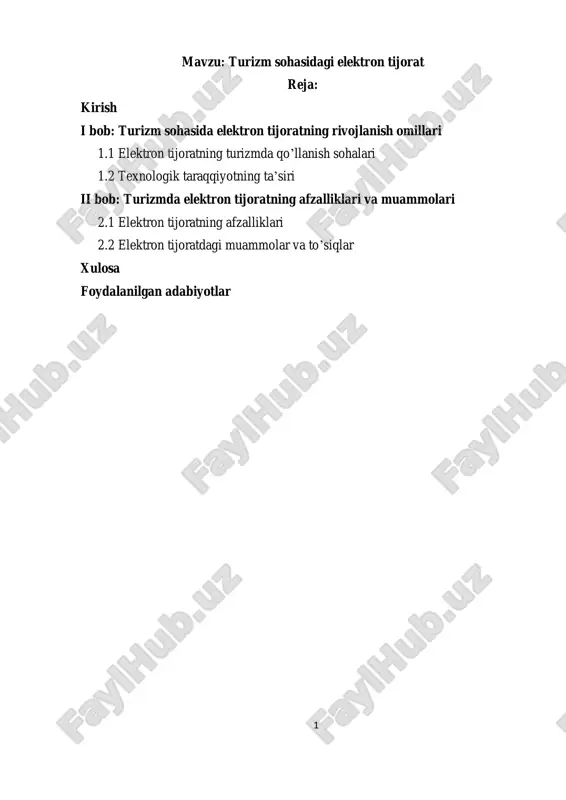 turizm sohasidagi elektron tijorat — PDF