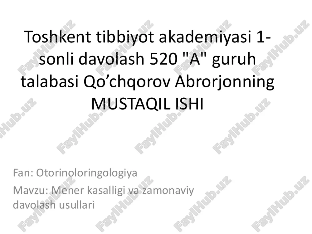mener kasalligi va zamonaviy davolash usullari — PDF