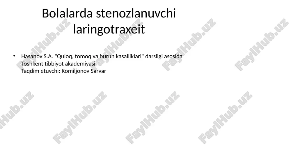 bolalarda stenozlanuvchi laringotraxeit — PPTX