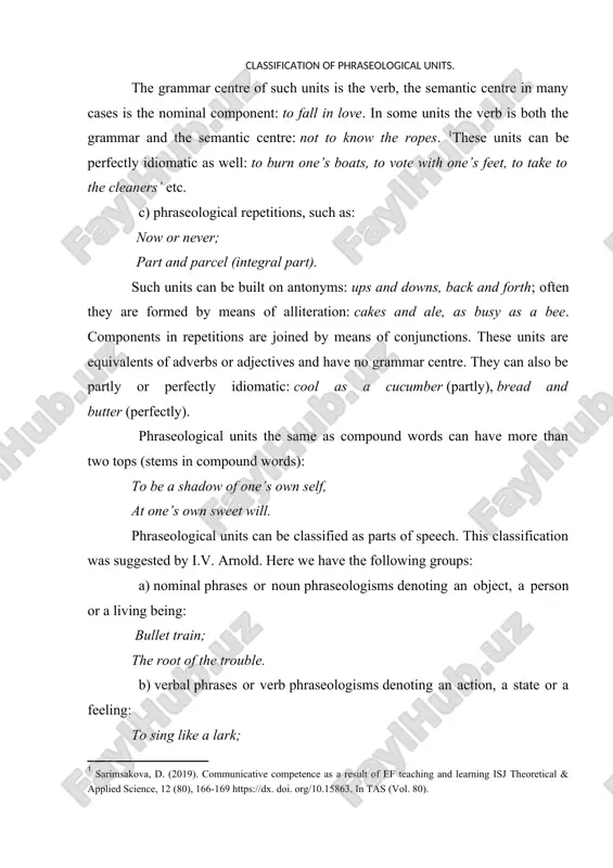classification of phraseological units — DOCX