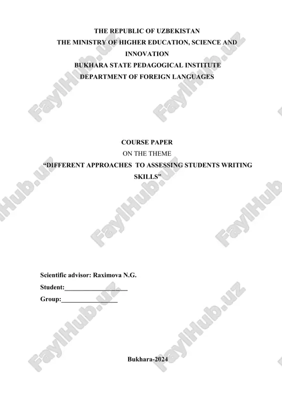 course paper on "different approaches to assessing students writing skills" — DOCX