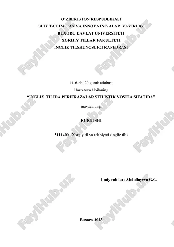 ingliz tilida perifrazalar stilistik vosita sifatida — DOCX