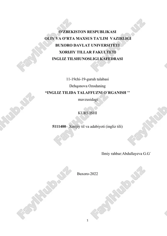 ingliz tilida talaffuzni o`rganish — DOCX