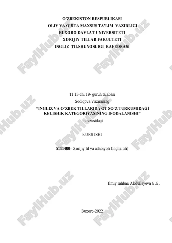 kurs ishi 5111400– xorijiy til va adabiyoti (ingliz tili) — PDF