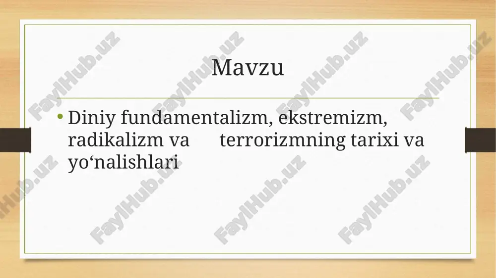 diniy fundamentalizm, radikalizm,terorizm. — PPTX