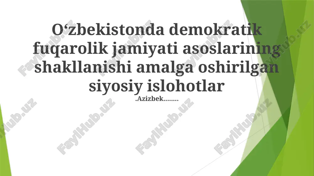 siyosiy islohotlar: o'zbekiston uchun yangi davr — PPTX