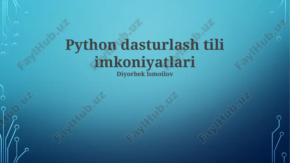 python dasturlash tili imkoniyatlari — PPTX