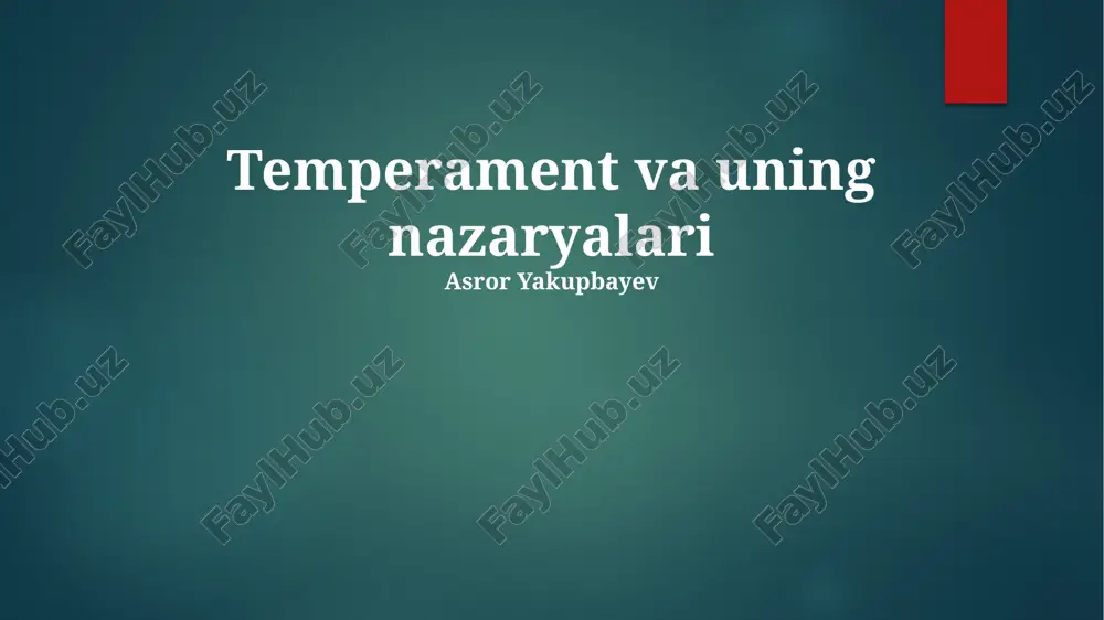 temperament va uning nazaryalari — PPTX