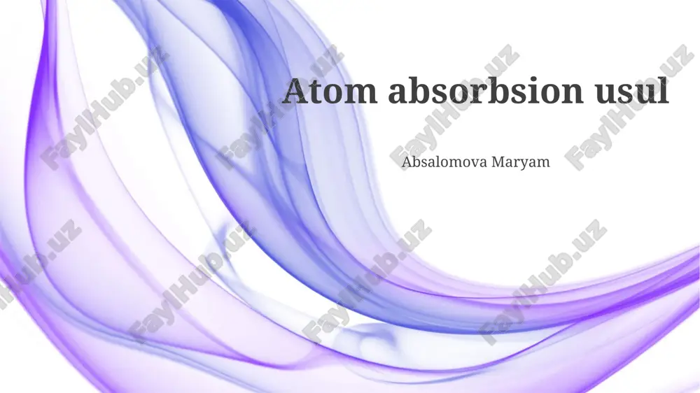 atomik yutish spektroskopiyasiga kirish — PPTX