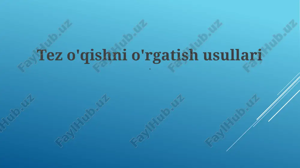 tez o'qishni o'rgatish usullari — PPTX
