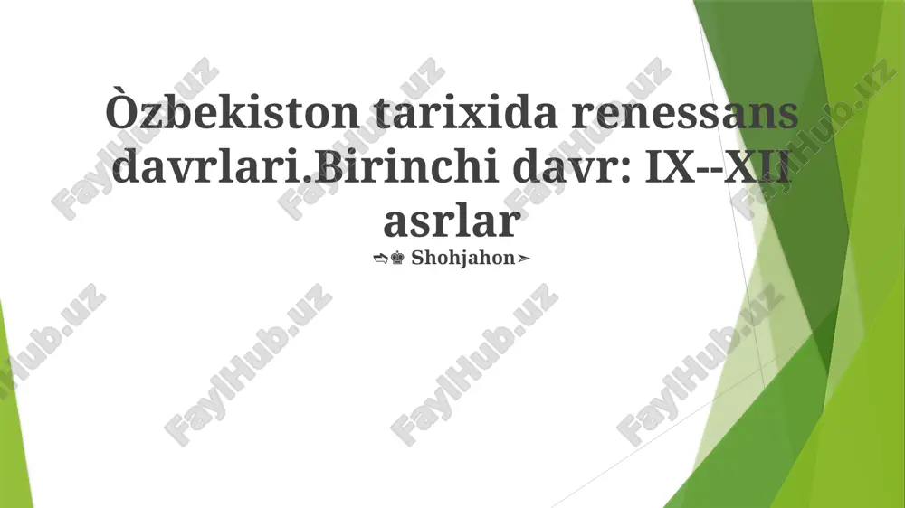 temuriylar uyg'onishi: oltin asr — PPTX