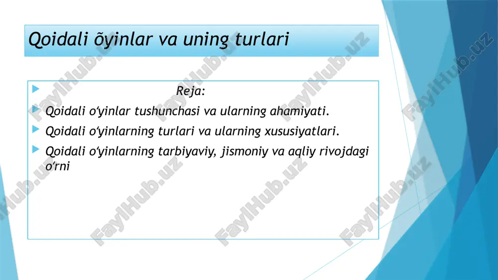 qoidali oʻyinlar va uning turlari — PPTX