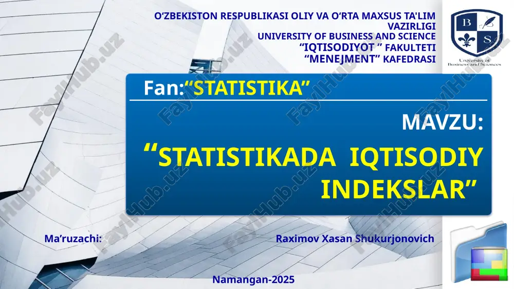 statistikada iqtisodiy indekslar — PPTX