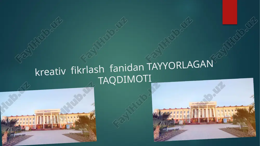 ta’lim jarayonida kreativ fikrlashning o’ziga xos xususiyatlari — PPTX