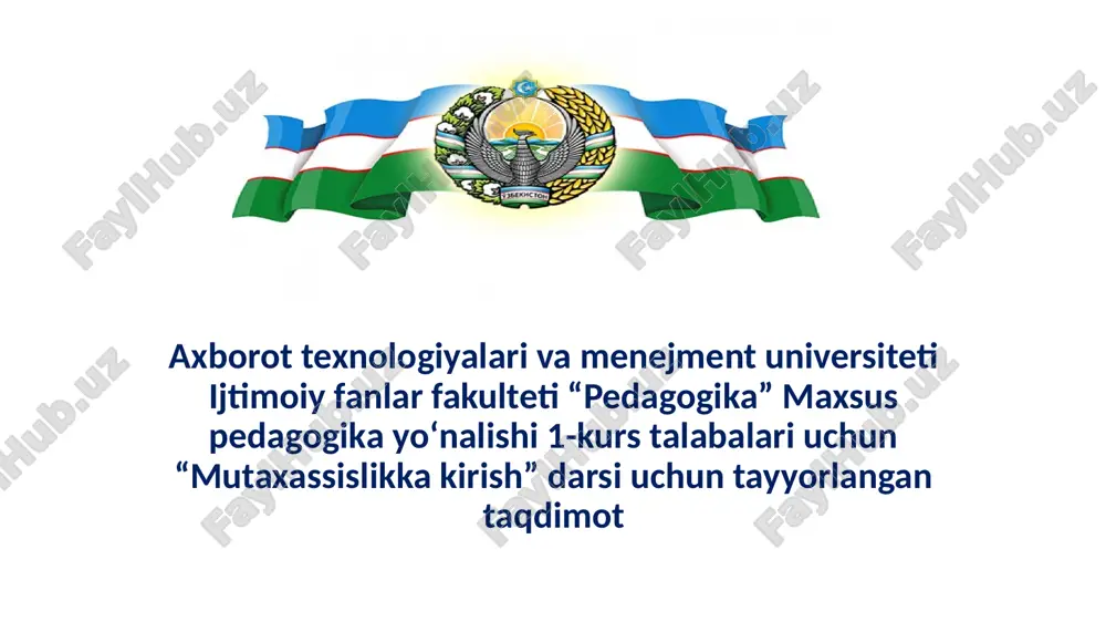 mutaxassislikka kirish — PPTX