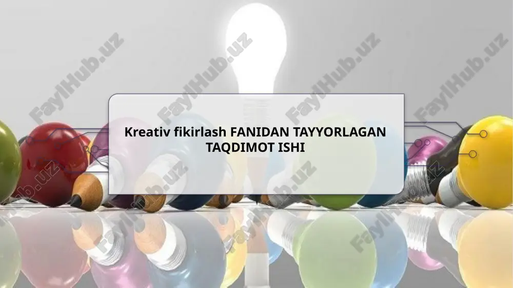ta’lim jarayonida kreativ fikirlashning o’ziga xos xususiyatlari — PPTX