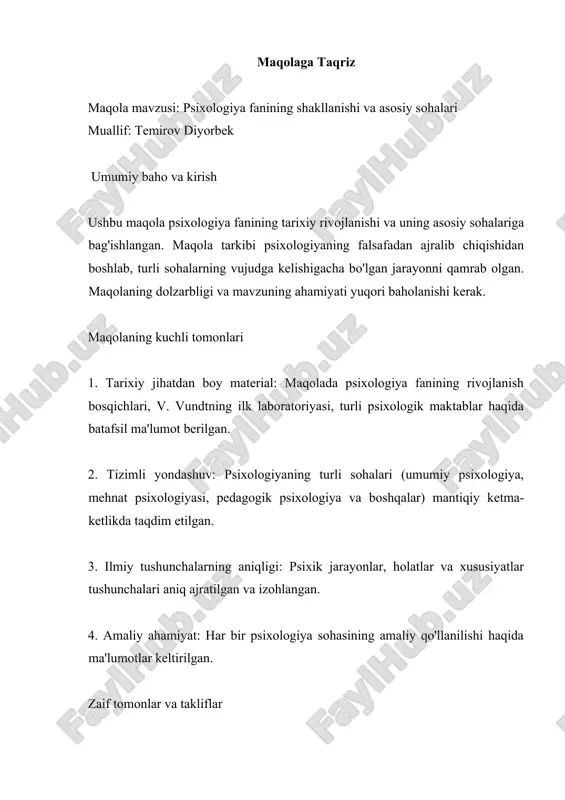 maqolaga taqriz — DOCX