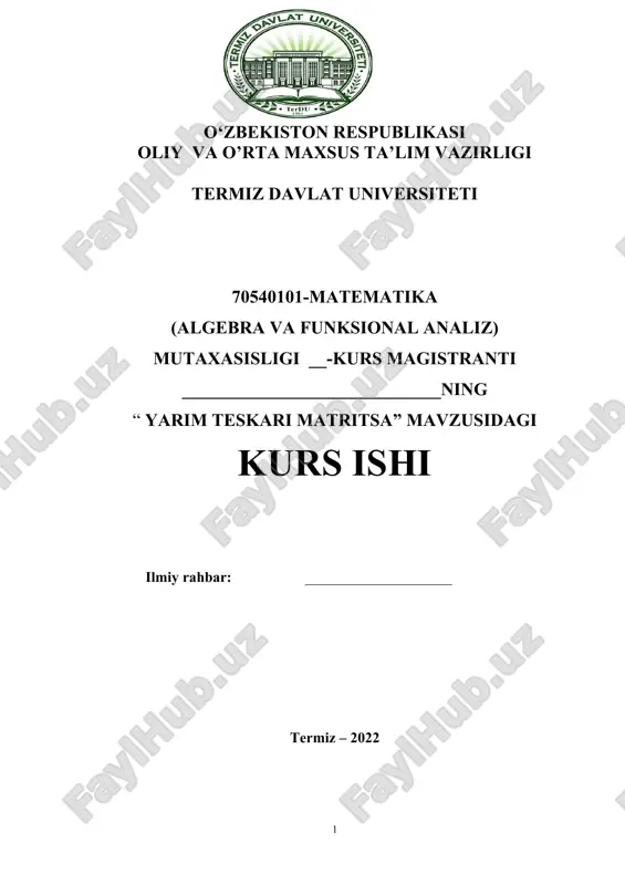 yarim teskari matritsa — DOCX