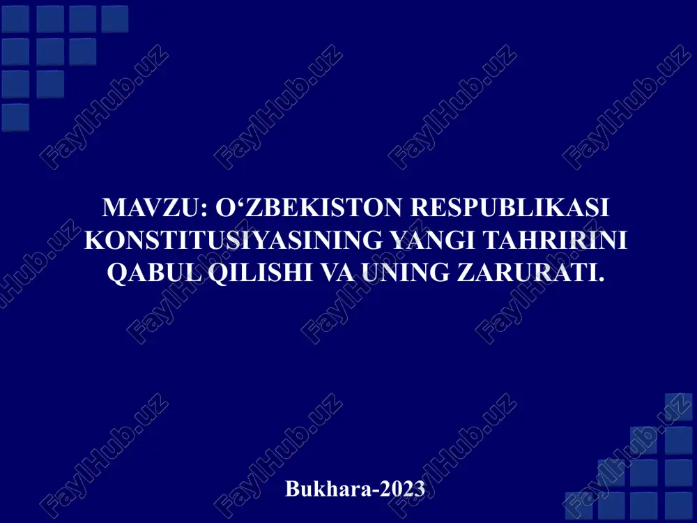 o‘zbekiston respublikasi konstitutsiyasining yangi tahriri — PPTX