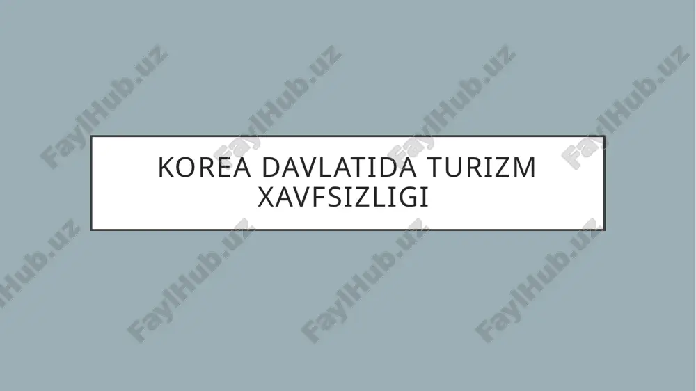 korea davlatida turizm xavfsizligi — PPTX