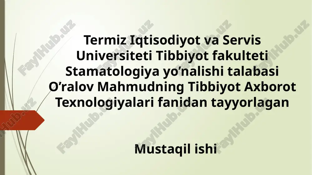 tibbiyot va biologiya ma'lumotlarini ishlash — PPTX