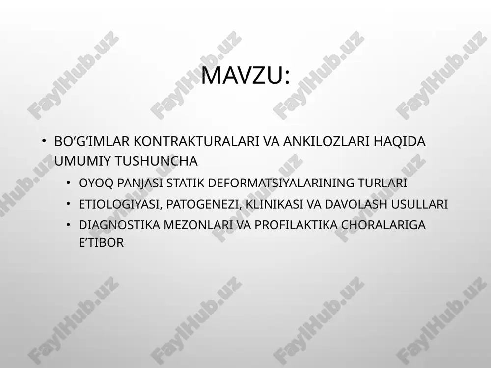 bo‘g‘imlar kontrakturalari va ankilozlari — PPTX