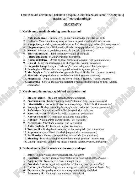 kasbiy nutq madaniyati — DOCX