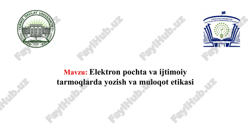 elektronpochta va ijtimoiy tarmoqlar — PPTX