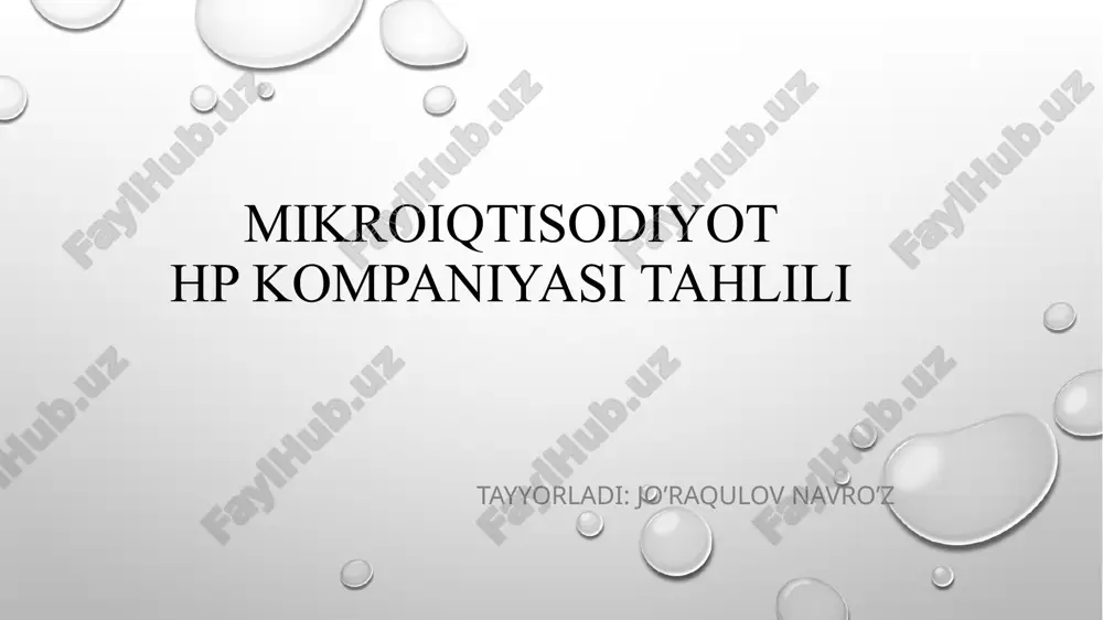mikroiqtisodiyot hp kompaniyasi tahlili — PPTX