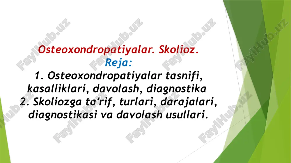 osteoxondropatiyalar va skolioz — PPTX