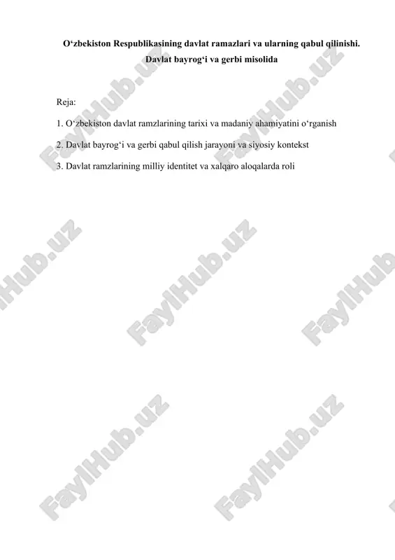 o‘zbekiston davlat ramzlarining tarixi va madaniy ahamiyati — DOCX