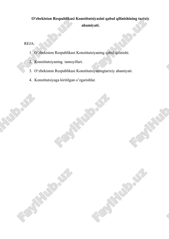 o'zbekiston respublikasi konstitutsiyasining qabul qilinishi — DOCX