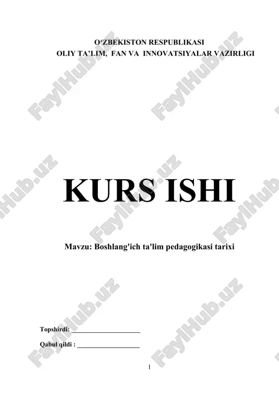 boshlang'ich ta'lim pedagogikasi tarixi — DOCX