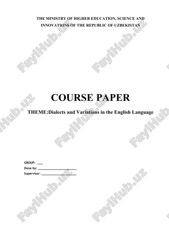 dialects and variations in the english language — DOCX