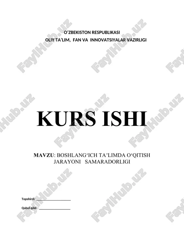 boshlangʻich taʼlimda oʻqitish jarayoni samaradorligi — DOCX