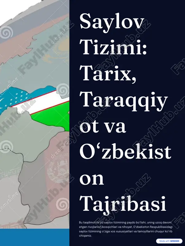 saylov tizimi tarix, taraqqiyot va o'zbekistonga ta'siri — PDF