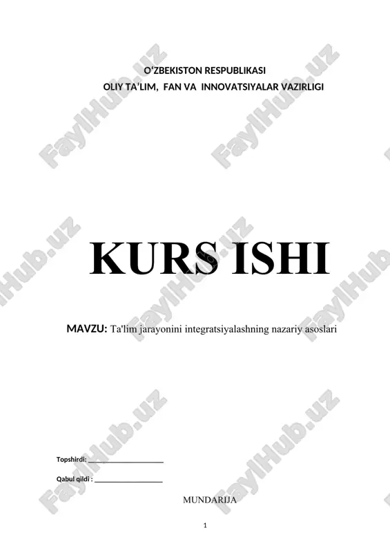 ta'lim jarayonini integratsiyalashning nazariy asoslari — DOCX