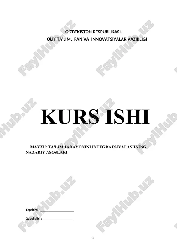 ta'lim jarayonini integratsiyalashning nazariy asoslari — DOCX
