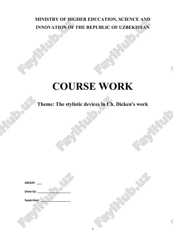 the stylistic devices in ch. dicken's work — DOCX