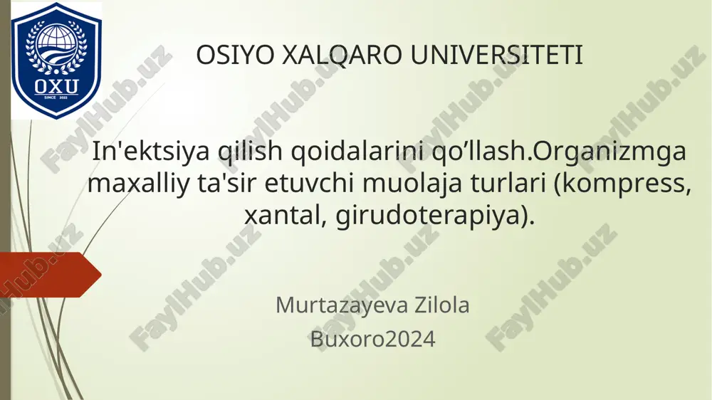parenteral va mahalliy dorivosi tibbiyot — PPTX