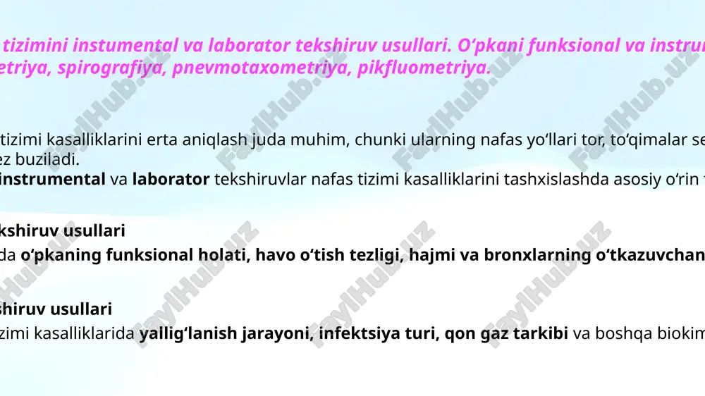 nafas tizimi kasalliklari tekshiruvi — PPTX