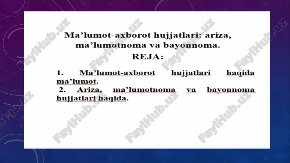 ma’lumot-axborot hujjatlari — PPTX
