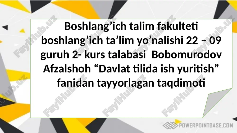 davlat tilida ish yuritish — PPTX