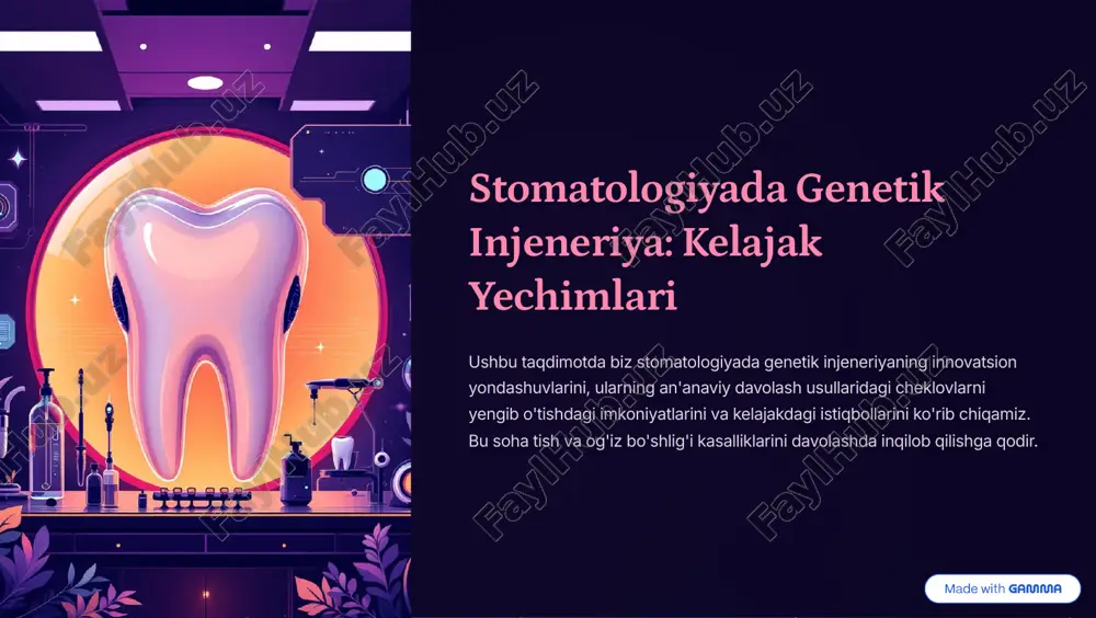 stomatologiyada genetik injeneriya: kelajak yechimlari — PDF