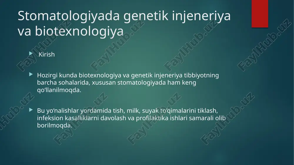 stomatologiyada genetika va biotexnologiya — PPTX