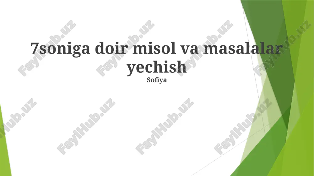 7soniga doir misol va masalalar yechish — PPTX