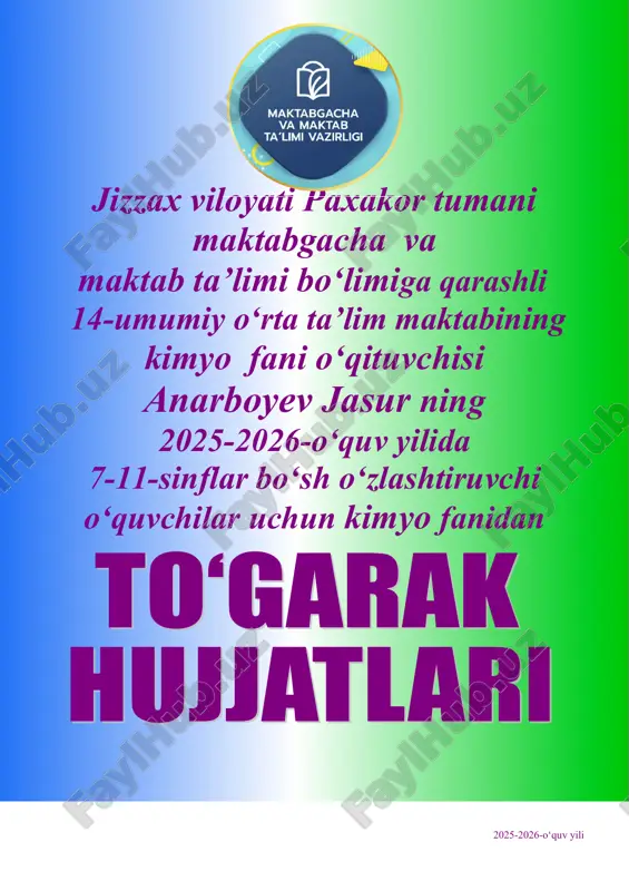 kimyo fanidan to‘garak mashg‘ulotlari — DOC