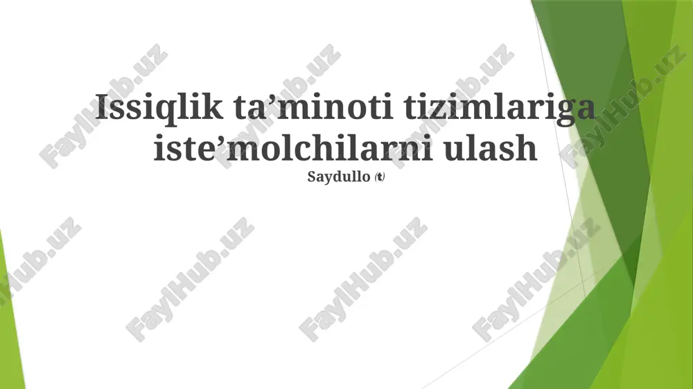 issiqlik ta’minoti tizimlari — PPTX